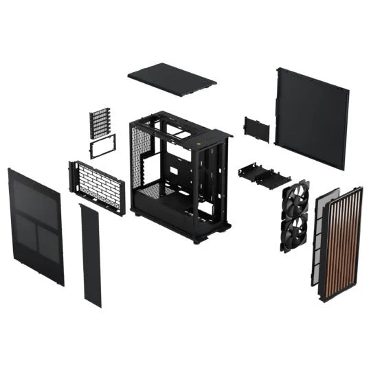 Fractal Design North Charcoal Black (TG Dark) Case w/ Dark Tint Glass Window, ATX, 2 Fans, USB-C, Walnut Front