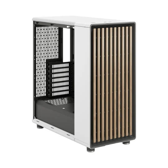 Fractal Design North XL Chalk White (White Solid) Case, E-ATX, Fine Mesh Side, 3 PWM Fans, USB-C, Oak Front