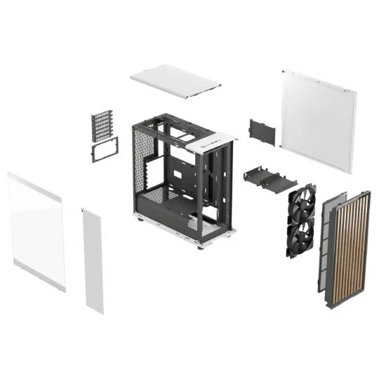 Fractal Design North XL Chalk White (White Solid) Case, E-ATX, Fine Mesh Side, 3 PWM Fans, USB-C, Oak Front