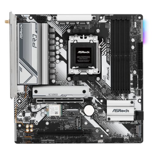 Asrock B650M PRO RS WIFI, AMD B650, AM5, Micro ATX, 4 DDR5, HDMI, DP, 2.5G LAN, Wi-Fi 6E, PCIe4, RGB, 3x M.2-0