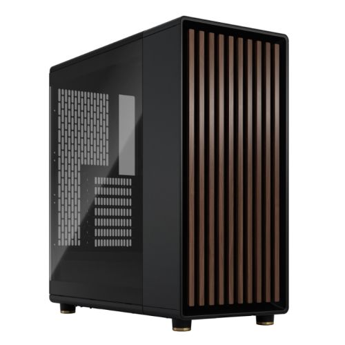 Fractal Design North Charcoal Black (TG Dark) Case w/ Dark Tint Glass Window, ATX, 2 Fans, USB-C, Walnut Front-0