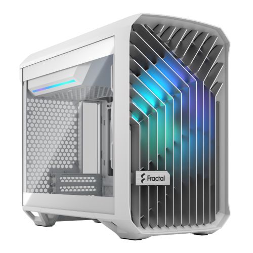 Fractal Design Torrent Nano (Light TG RGB White) Case w/ Light Tint Glass Window, Mini ITX, 1 RGB Fan, ATX PSU & 335mm GPU Support, 280mm Watercooling, RGB Strip, Front Grille, USB-C-0